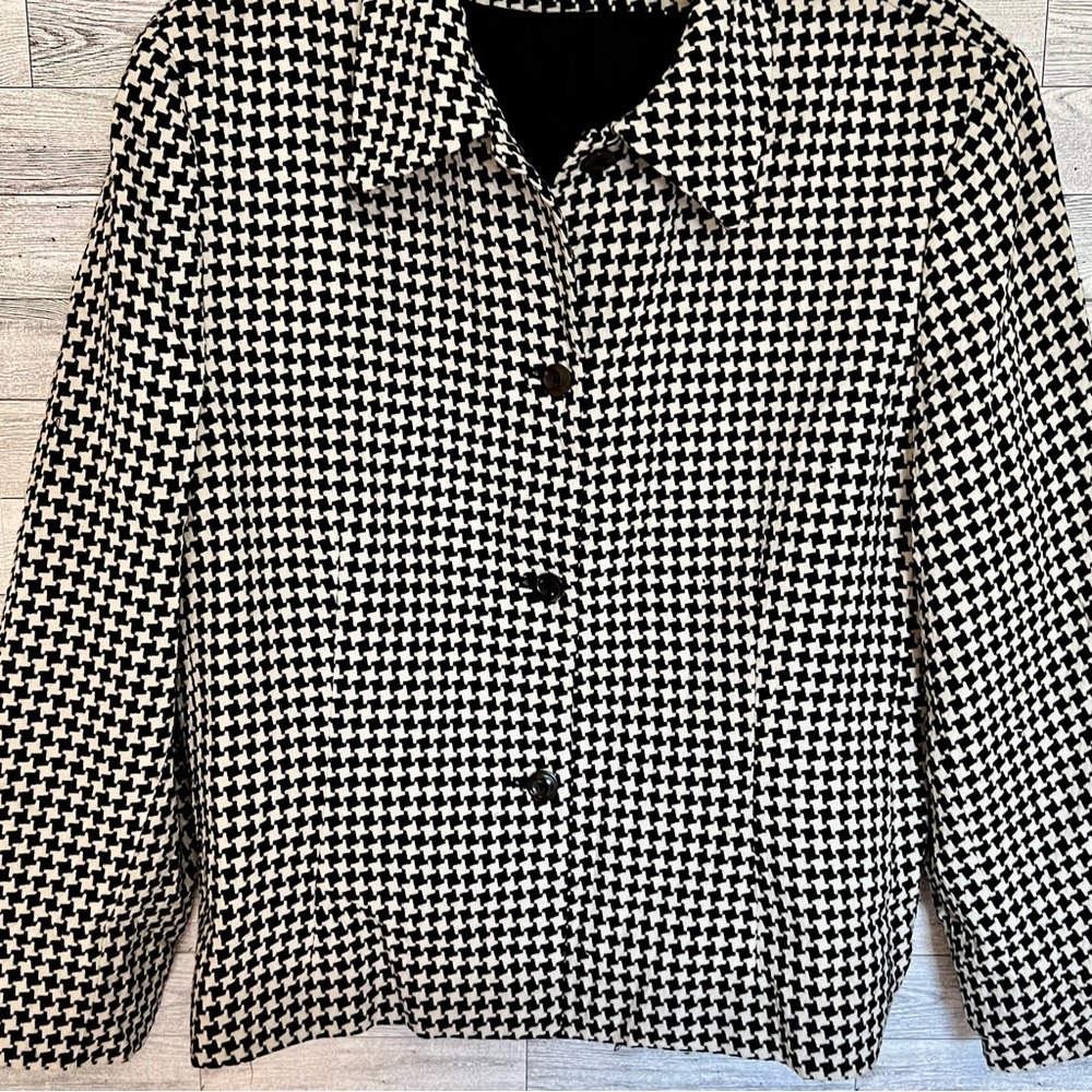 Rena Rowan 100% Wool Houndstooth Blazer Single-Breasted Fully Lined Sz-Large - Picture 6 of 15